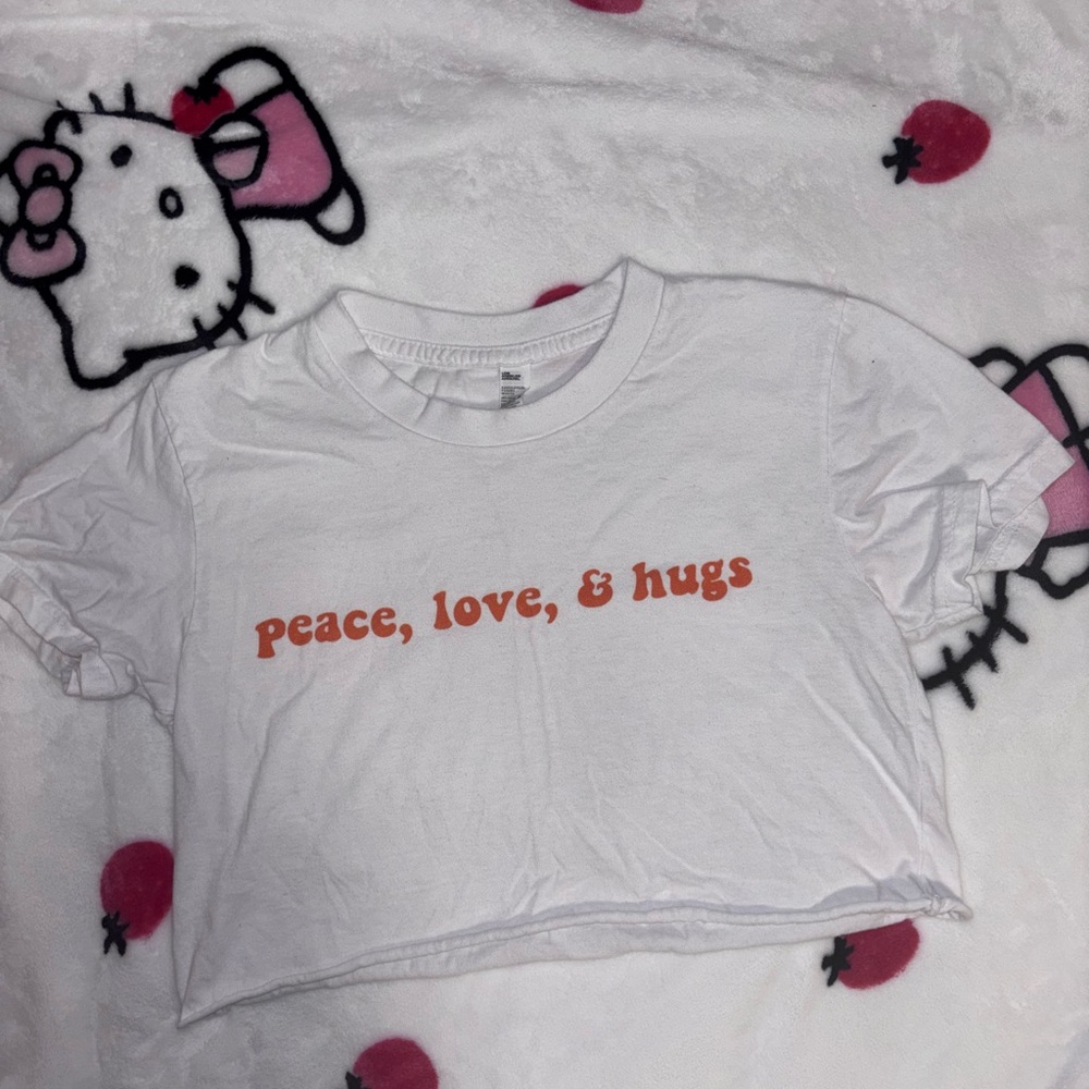 Los Angeles Apparel White and Orange Short Cropped Tee